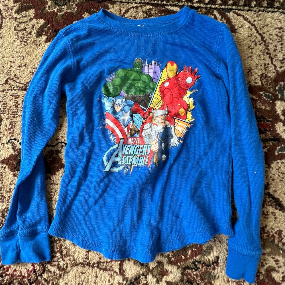 Disney Marvel Boys waffle Cotton Long Sleeve Cotton Tee
